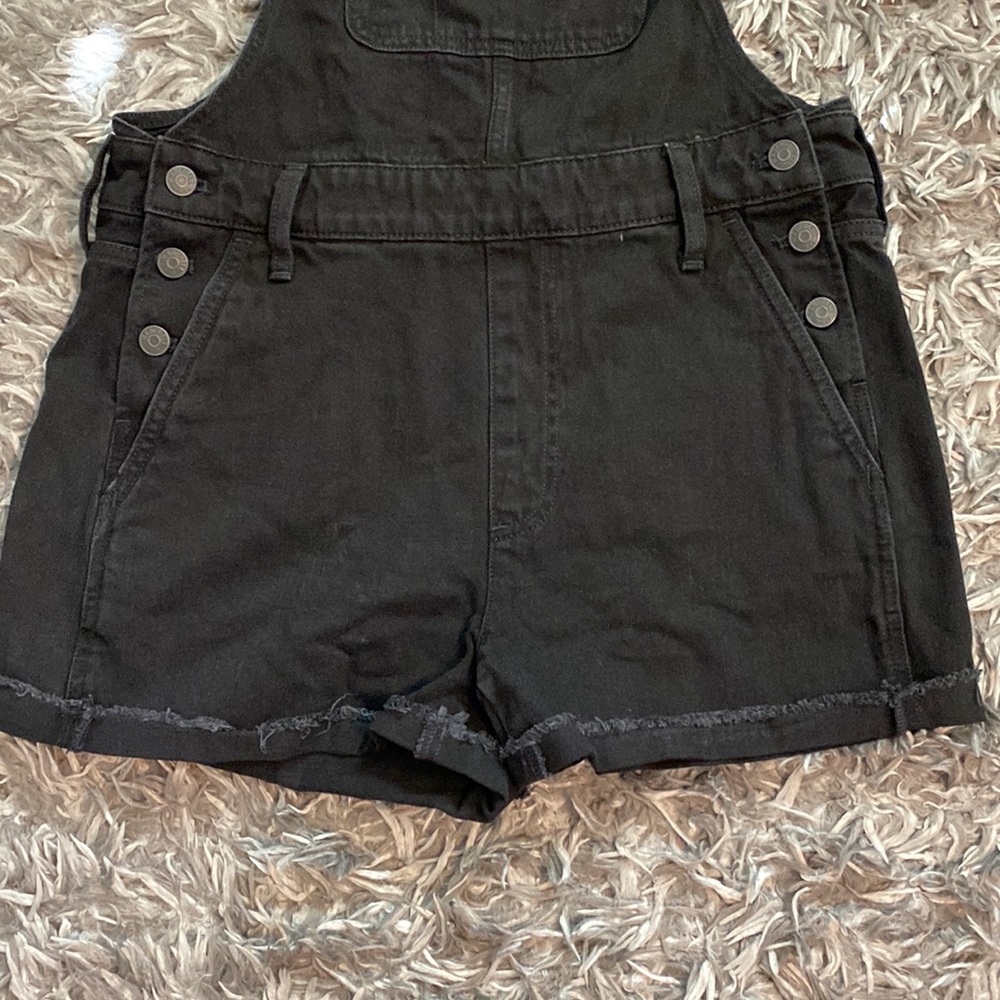 Madewell denim short overalls. Washed black. Raw hem. NWT 3 1/2 inch inseam.